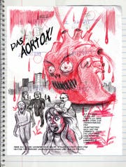 Emil Ferris stellt sich in «Am liebsten mag ich Monster» fantasievolle Ungeheuer vor: Hier eine Persiflage des Valentinstags. (Bild: Panini)