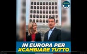 Caio Giulio Cesare Mussolini gab per Video seine Kandidatur bekannt.Mit ihm: «Fratelli d’Italia»-Parteichefin Giorgia Meloni.Bild: Screenshot