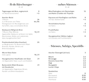 Ein Ausschnitt aus der neuen Speisekarte.
