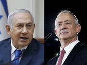 Beide könnten Regierungschef werden: der amtierende Benjamin Netanjahu (links), zwar mit weniger Stimmen für ihn selbst, aber mit den grösseren Chancen, eine tragfähige Koalition zu bilden - oder Herausforderer Benny Gantz. (Bild: KEYSTONE/EPA/ABIR SULTAN)
