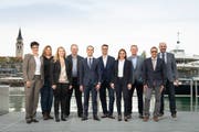 Der Stadtrat Romanshorn ab 1. Juni: Tamara Wiedermann-Gambarte, Ursula Bernhardt, Stadtschreiberin Bettina Beck, Peter Eberle, Philipp Gemperle, Stadtpräsident Roger Martin, Melanie Zellweger, Roman Imhof, Christian Zanetti und Dominik Reis. (Bild: PD)