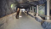 Am rechten Rand des bestehenden Tunnels auf dem Hohen Kasten soll ein Schräglift für den Transport von Personen und Material installiert werden. (Visualisierung: PD)
