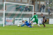 Heisse Torszene beim Spiel SC Brühl gegen FC Breitenrain vom Samstag im Paul-Grüninger-Stadion in St.Gallen. (Bild: PD)