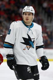 Timo Meier trifft im ersten Finalspiel doppelt. (Bild: AP)