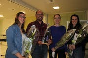 Sie wurden aus dem Pfarreirat verabschiedet (von links): Andrea Imfeld, Erich Imholz, Ursula Ruhstaller und Nicole Merz. (Bild: Markus Zwyssig, Schattdorf, 13. Mai 2019)