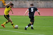 Die Altdorfer konnten sich nicht gegen Lugano durchsetzen. Im Bild der Altdorfer Pirmin Baumann (am Ball). (Bild: PD, 12. Mai 2019)