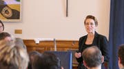 Eva Baumann-Neuhaus vom Schweizerischen Pastoralsoziologischen Insttitut St. Gallen referiert an der Versammlung des Grossen Landeskirchenrats. (Bild: Carmen Epp, Altdorf, 15. Mai 2019)