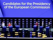 Die Debatte am Mittwoch der Top-Kandidaten der sechs grössten Fraktionen im EU-Parlament. (Bild: KEYSTONE/EPA/OLIVIER HOSLET)