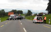 Die Unfallstelle in Schindellegi. (Bild: Kantonspolizei Schwyz)