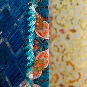 Pailletten und Stickereien: Stoffe wie diese sind im Textilmuseum zu sehen. (Bild: PD)
