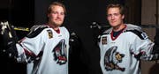 Connor (links) und Kellen Jones im Dress der Bakersfield Condors. (Bild: zvg/HC Thurgau)