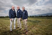 Sie haben die Federführung auf dem Campingplatz: Lukas Zahno, Leo Annen und Ernst Iten (von links). (Bild: Stefan Kaiser, Zug, 16. Mai 2019)