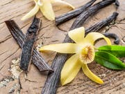 Blüte der Vanille-Pflanze und getrocknete Vanilleschoten. (Bild: Getty)