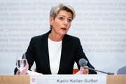 Justizministerin Karin Keller-Sutter. (KEYSTONE/Anthony Anex)