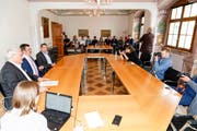 Grosses Interesse: Die Medienkonferenz am Sonntag im Rorschacher Rathaus. (Bild: Rudolf Hirtl)
