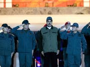 Venezuelas Präsident Nicolás Maduro bei einer Zeremonie mit Soldaten in Caracas. (Bild: KEYSTONE/EPA EFE/Press office of Miraflores/HANDOUT HANDOUT)