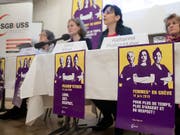Neben den regionalen Streikkollektiven mobilisieren auch der Schweizerische Gewerkschaftsbund (SGB) und seine Mitglieder für den nationalen Frauenstreik vom 14. Juni. (Bild: KEYSTONE/PETER KLAUNZER)