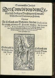 Das Titelblatt des Programmhefts von 1607. (Bild: Kantonsbibliothek Frauenfeld)