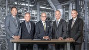 Der Verwaltungsrat der Züger Frischkäse AG: (von links) Vizepräsident Markus Züger, Benno Andermatt, Präsident Martin Gehrer, Andreas Schmidheini und Geschäftsleiter Christof Züger. (Bild: PD)