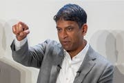 Vas Narasimhan, CEO von Novartis, während der Präsentation der Jahresresultate Anfang 2019. Bild: Patrick Straub/Keystone (Basel, 30. Januar 2019)