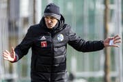 Erstes Training als FCL-Cheftrainer: Thomas Häberli. (Bild: Alexandra Wey/Keystone (Luzern, 22. Februar 2019))