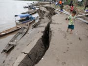 Das Erdbeben in Peru hinterliess sichtbare Spuren. Mindestens zwei Menschen kamen ums Leben. (Bild: KEYSTONE/AP POOL REUTERS/GUADALUPE PARDO)
