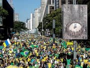 Zehntausende Menschen gingen am Sonntag auch in São Paulo auf die Strasse, um den Präsidenten Jair Bolsonaro zu stützen. Dieser war zuletzt in Bedrängnis geraten. (Bild: KEYSTONE/EPA EFE/SEBASTIÃO MOREIRA)
