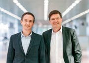 Mit Standortförderer Robert Stadler (links) und FDP-Nationalrat Hansjörg Brunner wurden zwei bekannte Persönlichkeiten für die neue Wirtschaftsorganisation gewonnen. (Bild: PD)