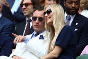 Jude Law und Phillipa Coan an einem Tennismatch. (Bild: Getty)