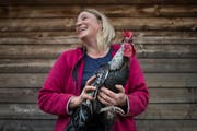 Die Lömmenschwiler Landwirtin Lucia Neff bei der Arbeit auf ihrem Hof. Bild: Benjamin Manser.