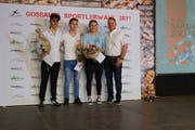 Sarah Zoller mit den übrigen Nominierten in der Kategorie Nachwuchs, Nicolò de Lisi und Janik Fischer.