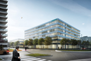Illustration des neuen Siemens-Campus beim Bahnhof Zug. (Bild: PD)