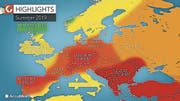 Ohne wissenschaftliche Grundlage: Die Karte des privaten US-Wetterdienst AccuWeather sagt einen heissen Sommer voraus. (Bild: AccuWeather)