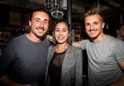 Frauenfeld TG - Von links nach rechts: Marco Stalder (DJ), Daniela Rodrigues (Partnerin von Marco Stalder) und Lenny Wulf (guter Freund der Beiden). Jubiläumsfeier, 20 Jahre Dreiegg Frauenfeld.