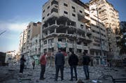 Eines der palästinensischen Gebäude, welches beim israelischen Luftangriff zerstört wurde. (AP Photo/Khalil Hamra) Bild: Khalil Hamra/AP (Gaza, 5. Mai 2019)