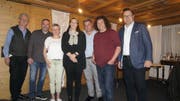 Vorstandsmitglieder: Dieter Sauder (Obmann TGshop), Stefan Büchler (Präsident), Nicole Marbach (Kassierin), Caroline Inauen-Tobler (abtretende Aktuarin), René Bürgi (Beisitzer), Thomas Epple (Vizepräsident) und Patrick Rimle (Beisitzer). (Bild: Vroni Krucker)