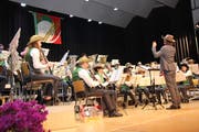 Die Musikgesellschaft Mosnang trat zum ersten Mal unter der Leitung von Adrian Pohl auf. (Bild: Cecilia Hess-Lombriser)
