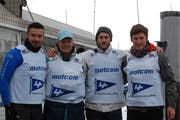 Das Team des Yachtclubs Luzern (von links): Brice Baizez, Markus Aebi, Nicolas Grüter, Lino Kersting (nicht auf dem Bild Jonas Wenger). Bild: Walter Rudin