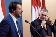Ungarns Premierminister Viktor Orbán (rechts) und Italiens Innenminister Matteo Salvini an einer gemeinsamen Pressekonferenz in Budapest. (Bild: Szilard Koszticsak/EPA (2. Mai 2019))