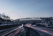 Auf dem Dach der neuen Olma-Halle ist ein Aufsatz geplant. Die sogenannte «Laterne» wird mit hinterleuchtetem Weissglas verkleidet. (Bild: PD)