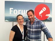 Die beiden Forum-Moderatoren Debbie Frank und Chregu Graf. (Bild: Fabienne Mühlemann/Luzerner Zeitung, 1. Juni 2019)
