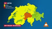SRF Meteo geht von einer grossen Hochwassergefahr für die Zentralschweiz aus. (Grafik: srf.ch)