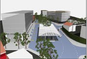 So soll der Bahnhofplatz dereinst aussehen. (Visualisierung: PD)