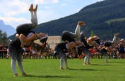 Die Grabser Gymnastiktruppe wird in Aarau vor einer weitaus grösseren Kulisse antreten als vor Jahresfrist an den Kantonalen Meisterschaften im Vereinsturnen. (Bild: Robert Kucera, Grabs, 9. Juni 2018)