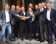 Sie trafen sich zum «Andermatt-Gipfel». (Bild: SBB)
