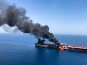 Der Öltanker «Front Altair» am Donnerstag im Golf von Oman in Brand. (Bild: KEYSTONE/EPA ISNA NEWS AGENCY/STRINGER)
