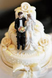 Hochzeitstorte an einer früheren Hochzeitsmesse in Luzern.