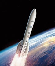 So soll die neue europäische Rakete Ariane 6 dereinst aussehen. (Visualisierung: ESA)