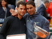 Im French-Open-Final Gegner, beim Laver Cup im September in Genf Teamkollegen: Dominic Thiem (li.) und Rafael Nadal (Bild: KEYSTONE/AP/MICHEL EULER)