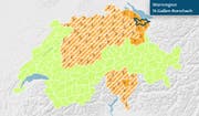 Eine Wetterwarnung für die Ostschweiz. (Illustration: Meteo Schweiz)